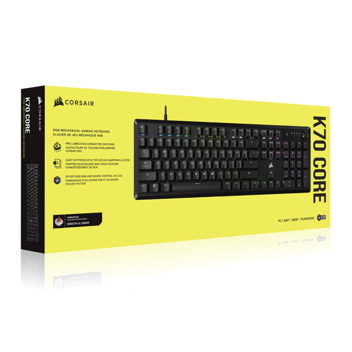 Corsair K70 Core Full Sized Wired RGB Mechanical Gaming Keyboard - Black