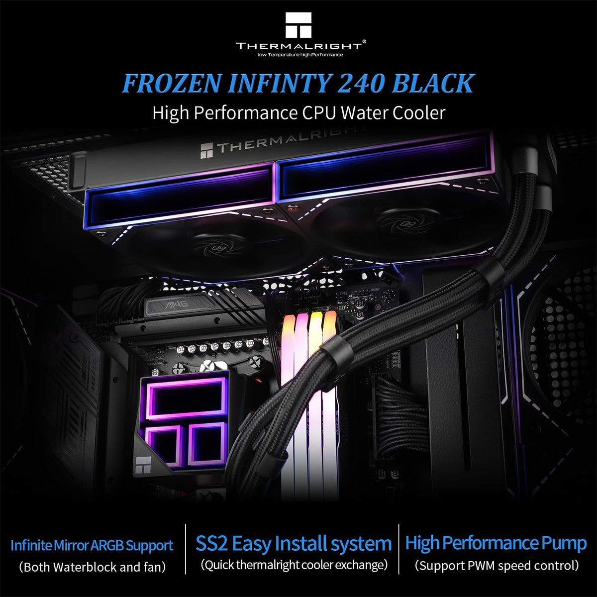 Thermalright Frozen Infinity 240 Black 240mm AIO Liquid CPU Cooler