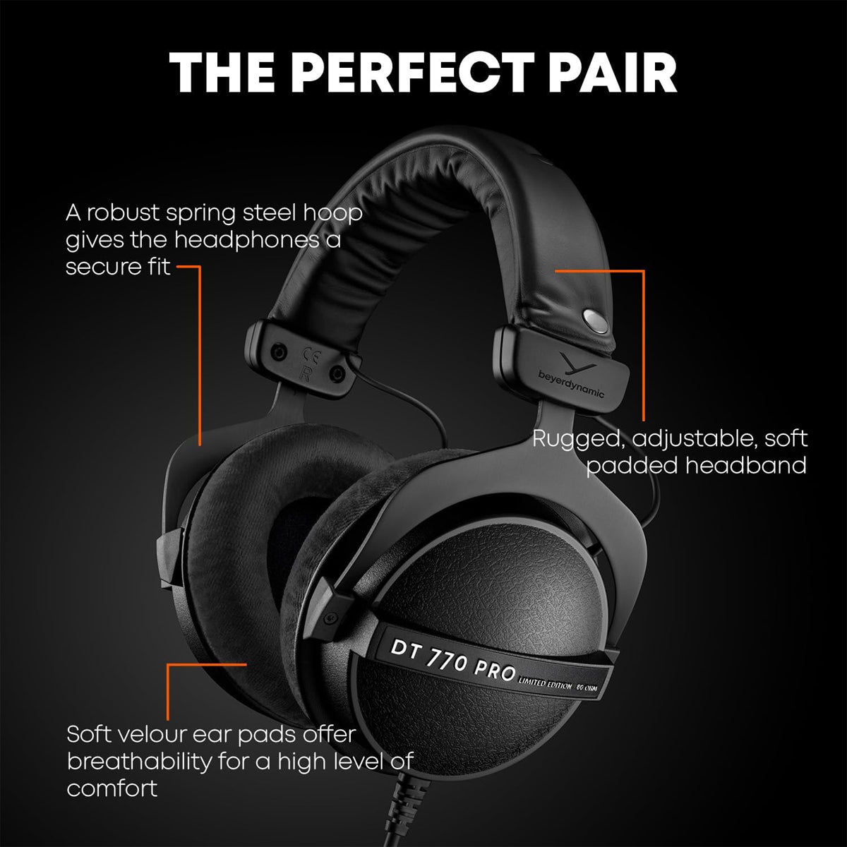 Beyerdynamic DT770 Pro Closed Circumaural Headphones - Limited Black 80 Ohm