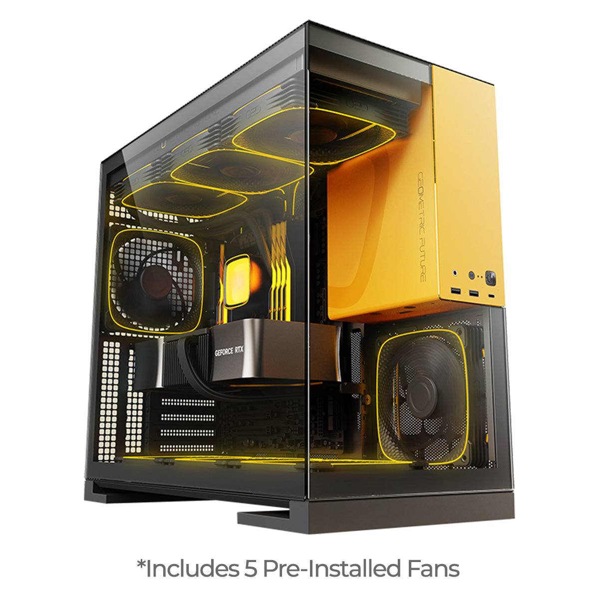 Geometric Future Model 5 ATX Mid Tower Case 5 Fans - Black/Yellow