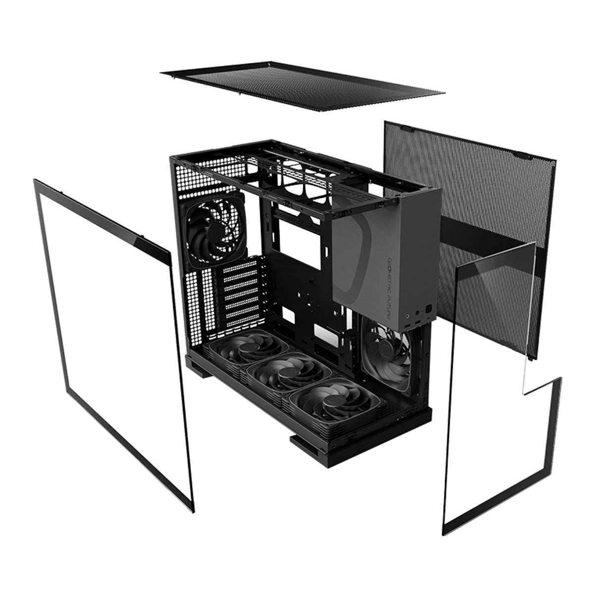 Geometric Future Model 5 ATX Mid Tower Case 5 Fans - Black/Grey
