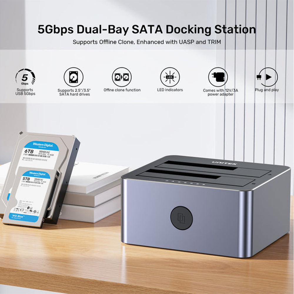 Unitek Dual Bay USB 3.0 Aluminium Docking Station