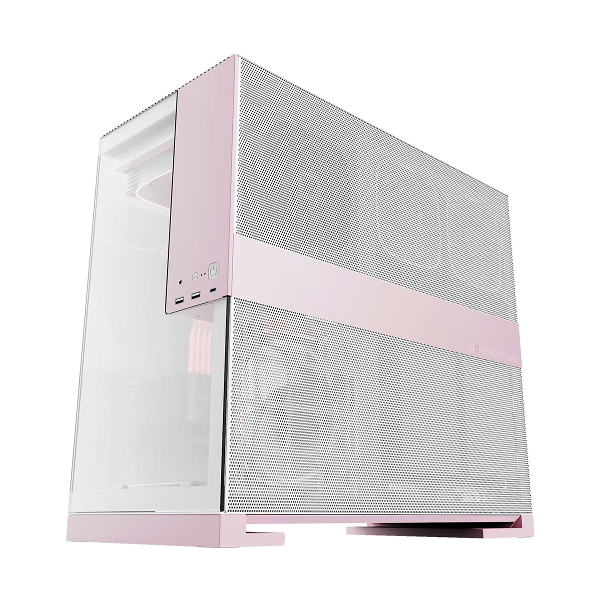 Geometric Future Model 5 ATX Mid Tower Case 5 Fans - White/Pink