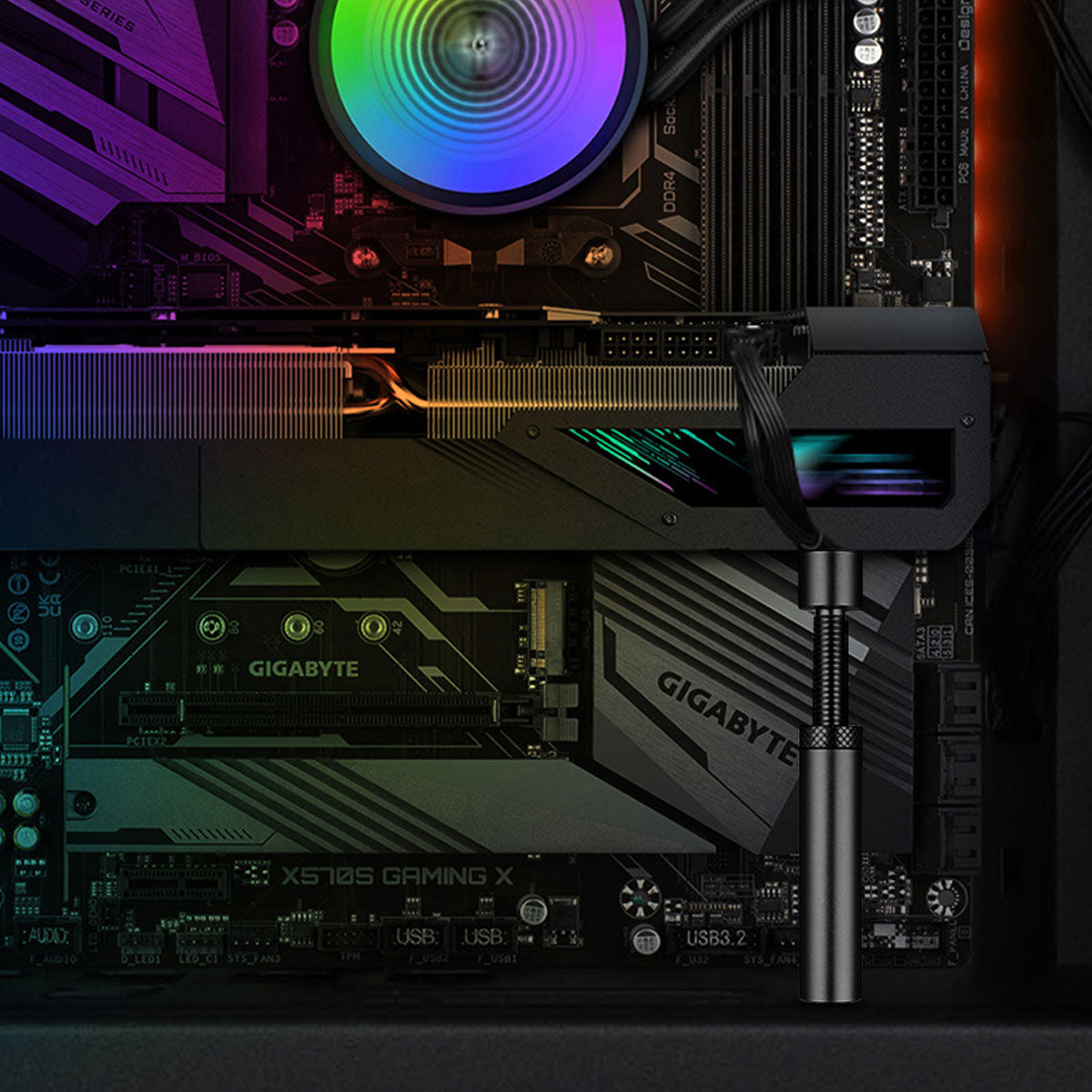 48mm-80mm Adjustable Aluminum Graphic Card Support - Black