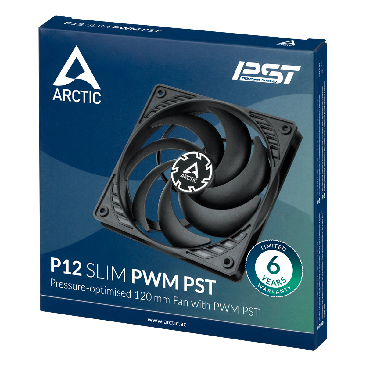 Arctic P12 Slim PWM PST 120mm Low Profile High Performance Fan - Black