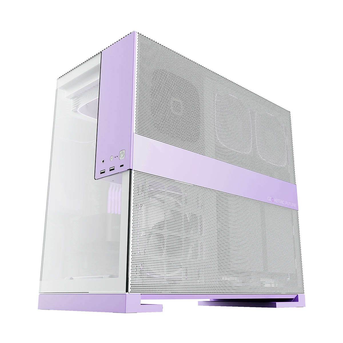 Geometric Future Model 5 ATX Mid Tower Case 5 Fans - White/Purple