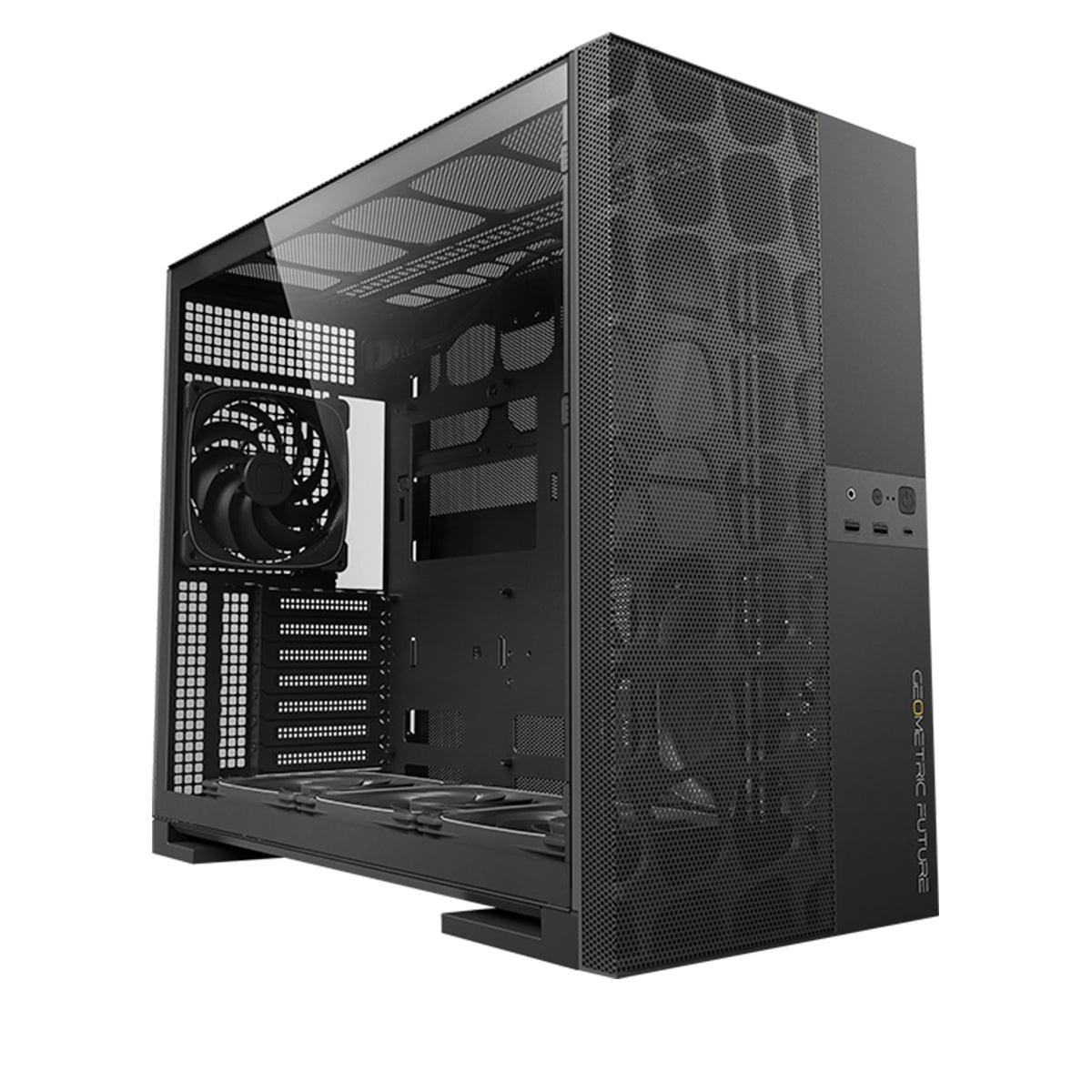 Geometric Future Model 5 Vent ATX Mid Tower Mesh Case 5 Fans - Black
