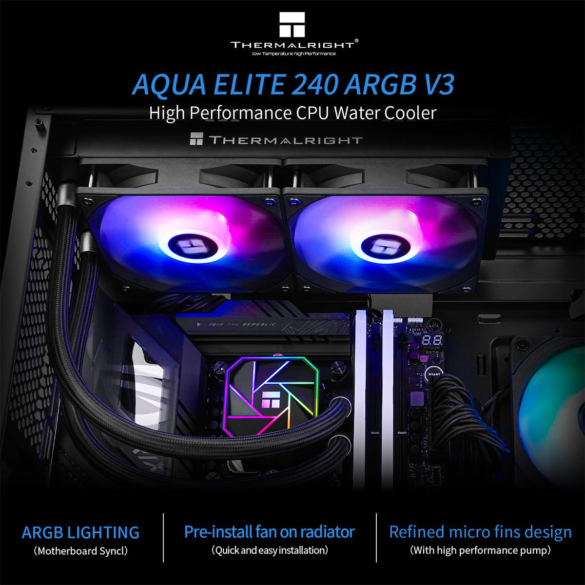 Thermalright Aqua Elite 240 Black ARGB V3 240mm AIO Liquid CPU Cooler
