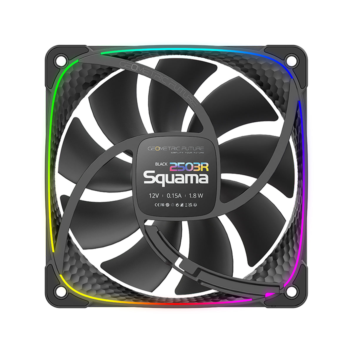 Geometric Future Squama 2503 Reverse Blade 120mm RGB PWM Case Fan - Black