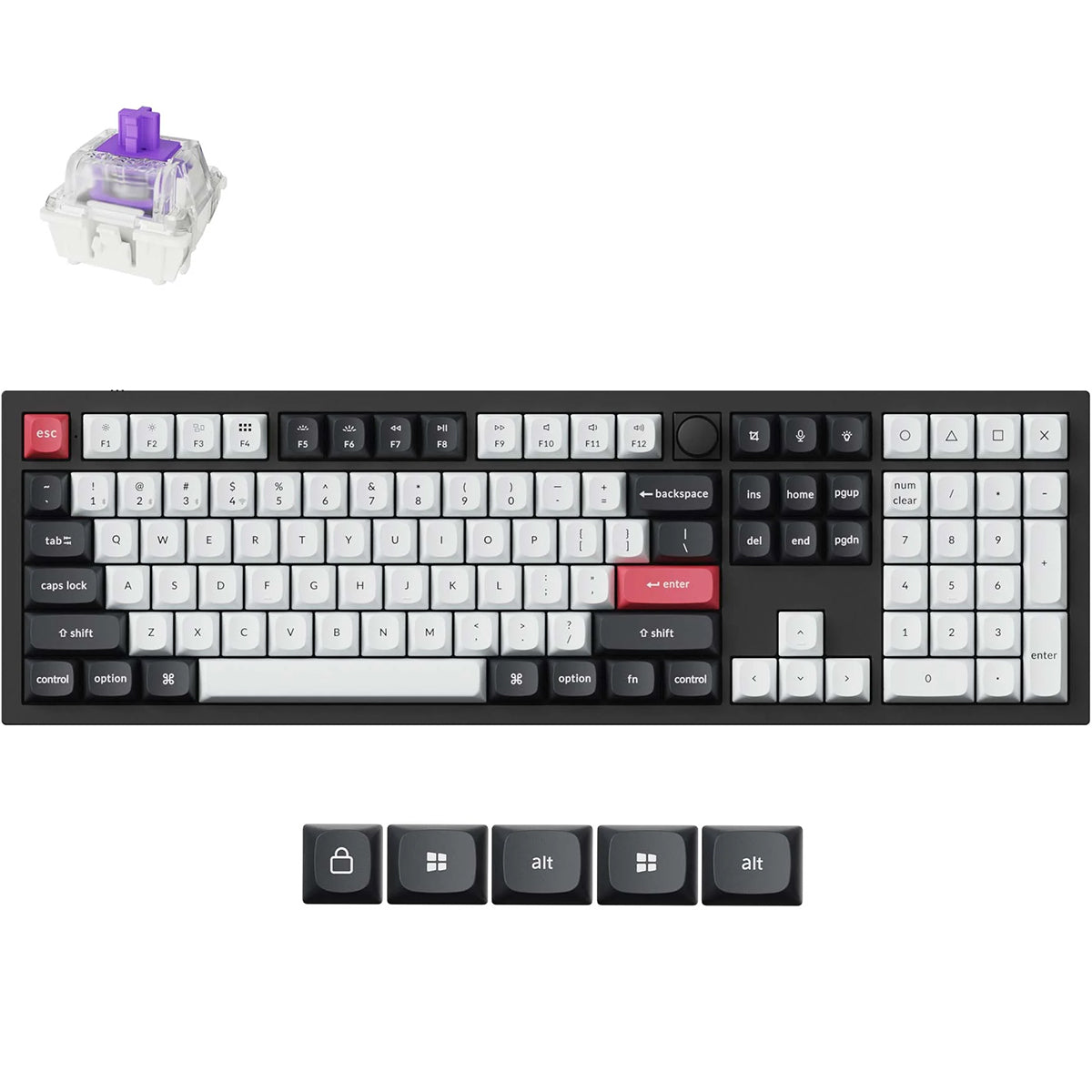 Keychron Q6 HE Full Sized RGB Carbon Black Wireless Mechanical Keyboard - Nebula Switch