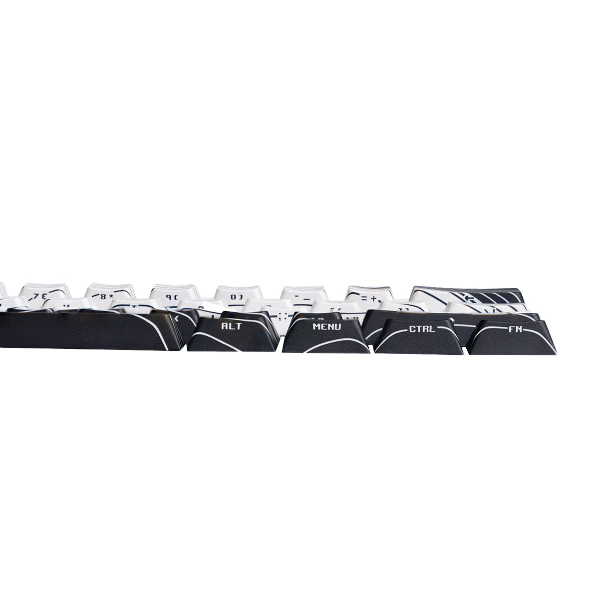 Wooting Dye-Sub PBT Magnetic Wave 61 Keys Keycap Set ANSI - Black and White