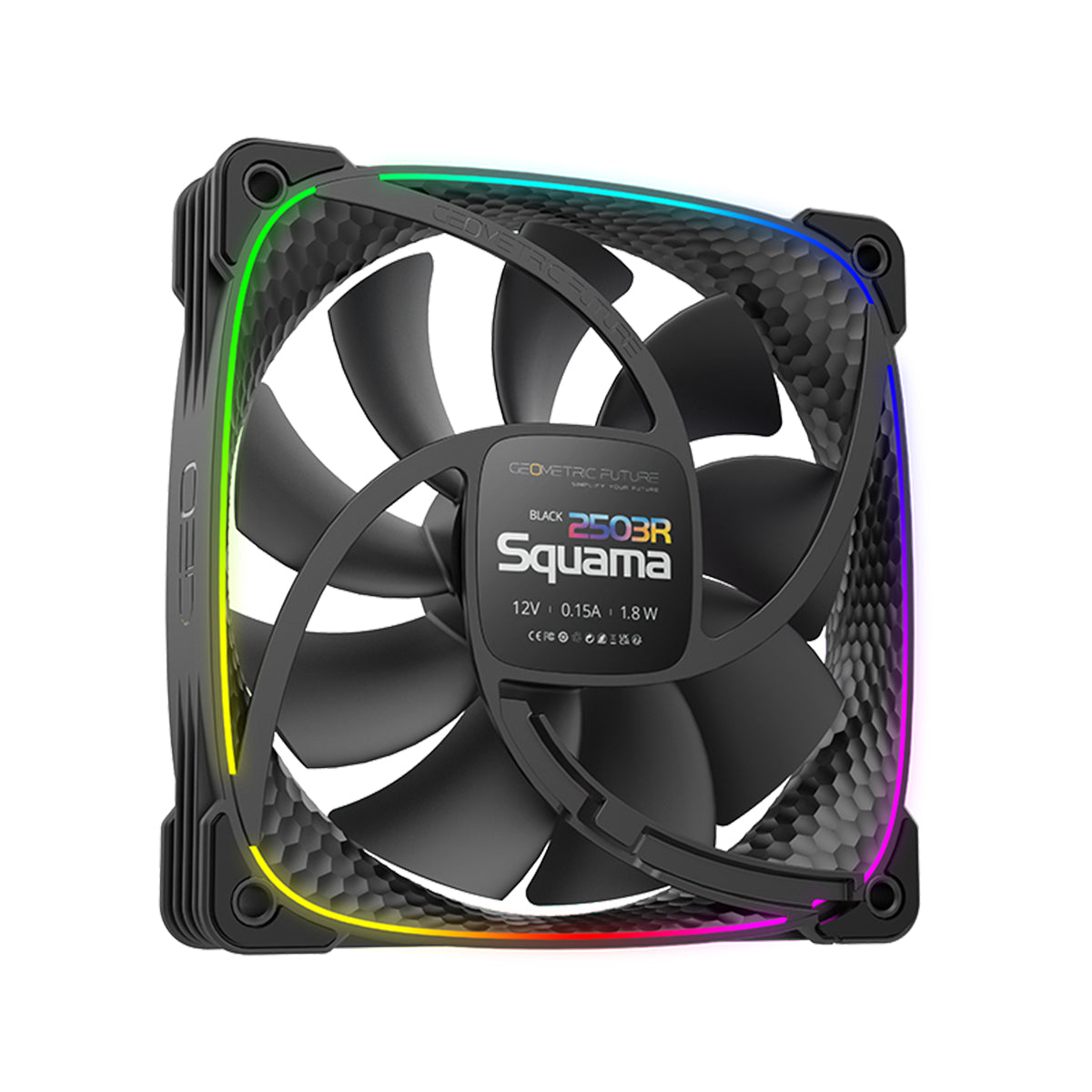 Geometric Future Squama 2503 Reverse Blade 120mm RGB PWM Case Fan - Black