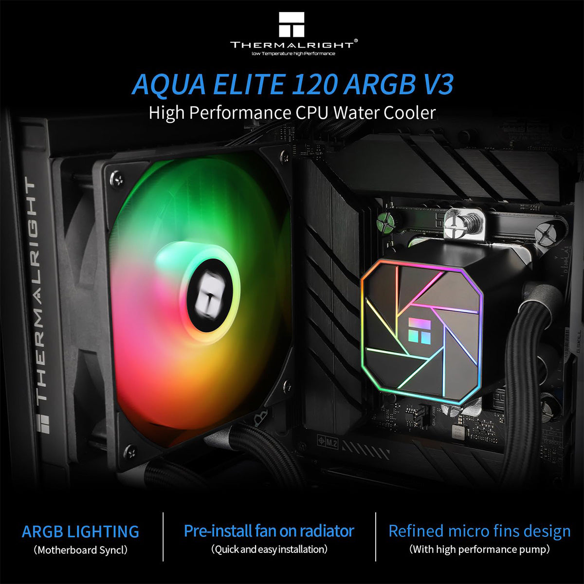 Thermalright Aqua Elite 120 Black ARGB V3 120mm AIO Liquid CPU Cooler