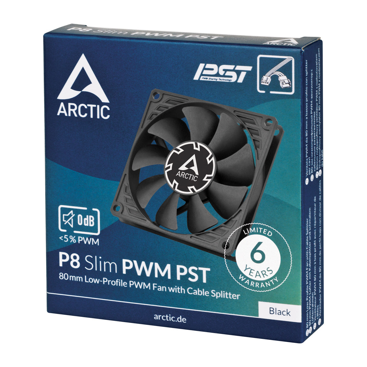 Arctic P8 Slim PWM PST 80mm Low Profile High Performance Fan - Black