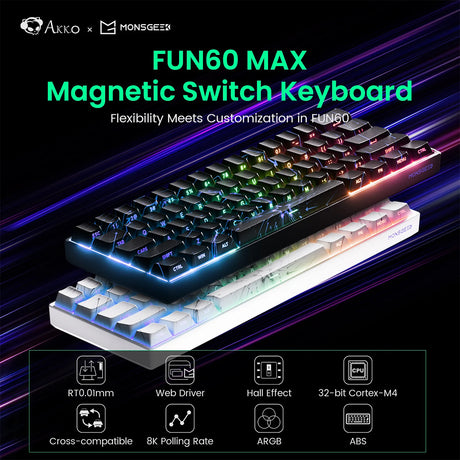 Akko Monsgeek Fun60 Max 60% Wireless Hall-Effect Gaming Keyboard White Nebula - Glare Magnetic Switch