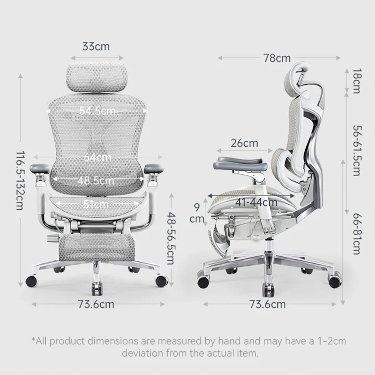 Sihoo C500 Mesh Ergonomic Office Chair with Footrest - White