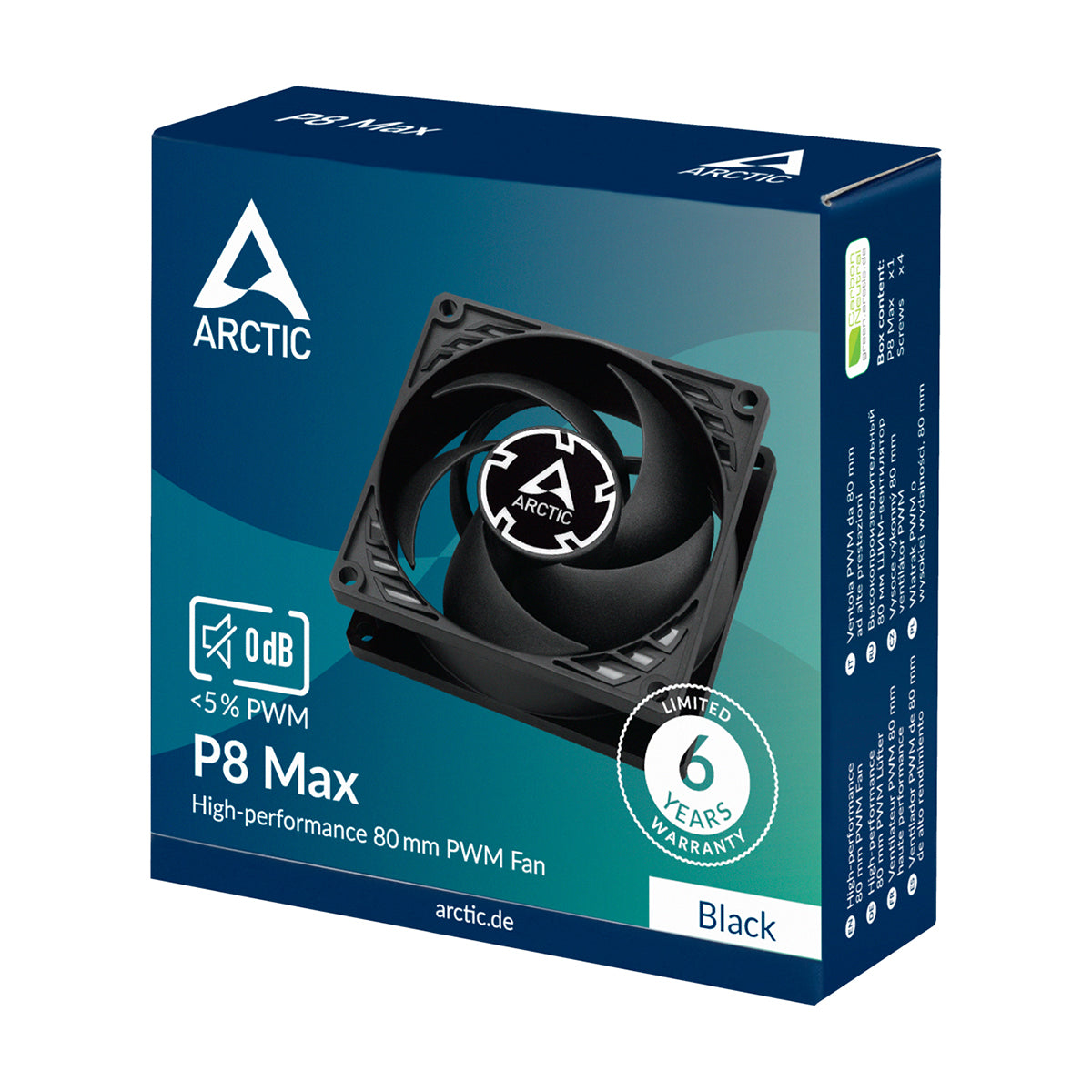 Arctic P8 Max PWM 80mm High Speed Fan - Black