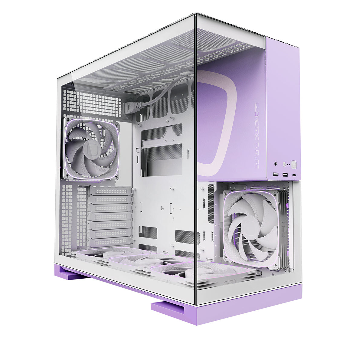 Geometric Future Model 5 ATX Mid Tower Case 5 Fans - White/Purple