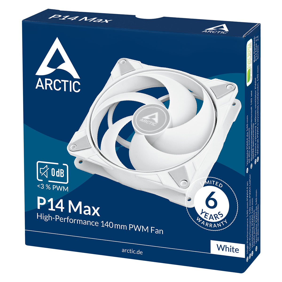 Arctic P14 Max PWM 140mm High Performance Fan - White
