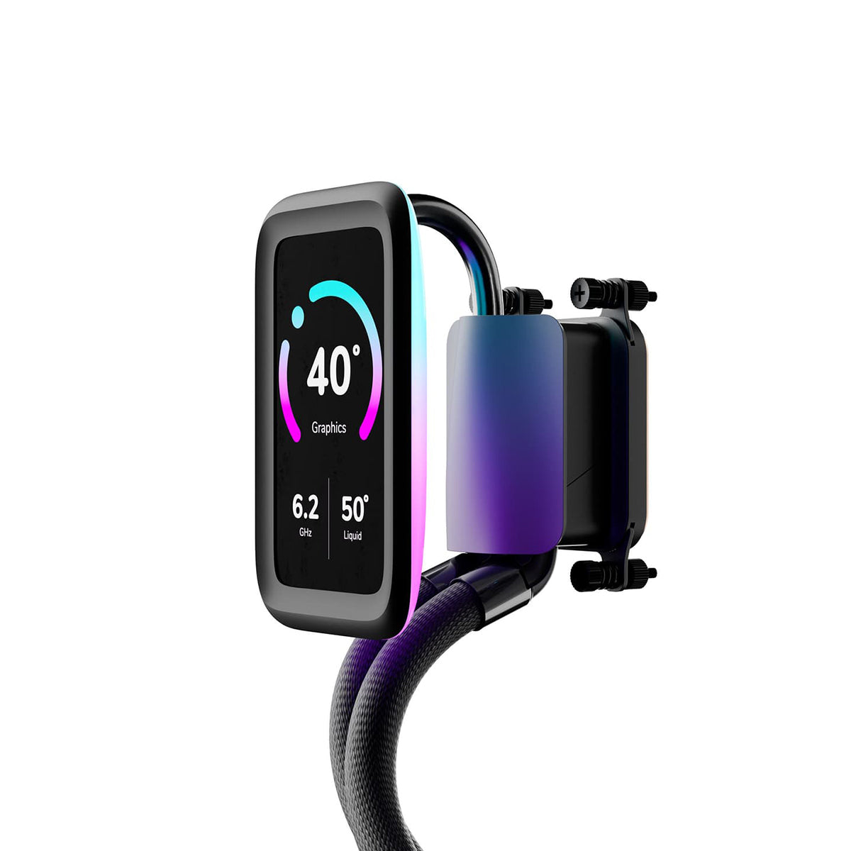 Hyte THICC Q80 Trio 360mm AIO Liquid Cooler with 5'' IPS Display - Pitch Black