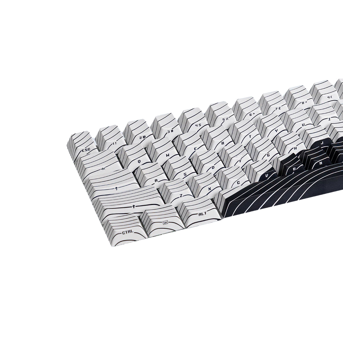 Wooting Dye-Sub PBT Magnetic Wave 61 Keys Keycap Set ANSI - Black and White