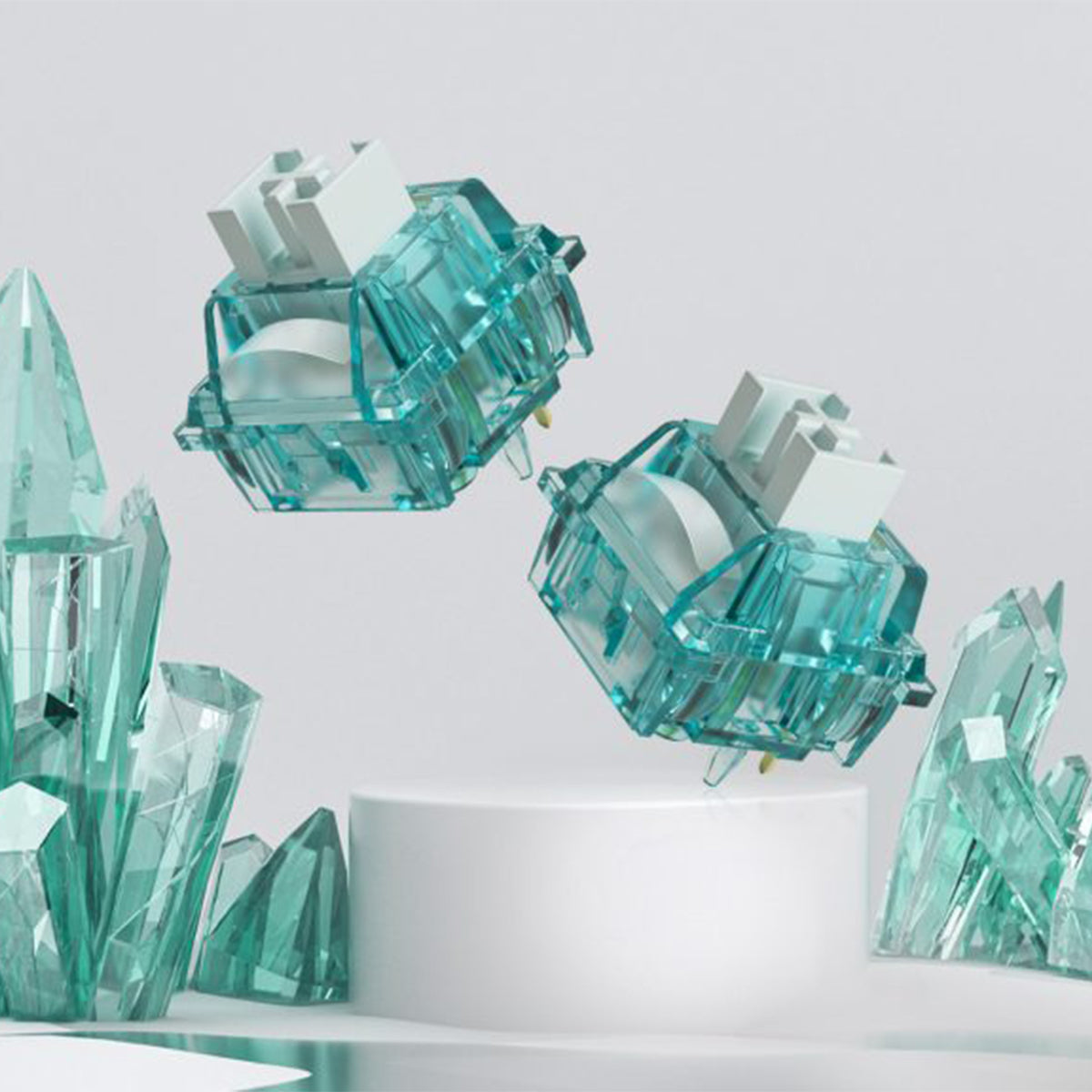 Akko Creamy Cyan 5-Pin Clicky Mechanical Switch Pack with LED Diffuser - 45pcs