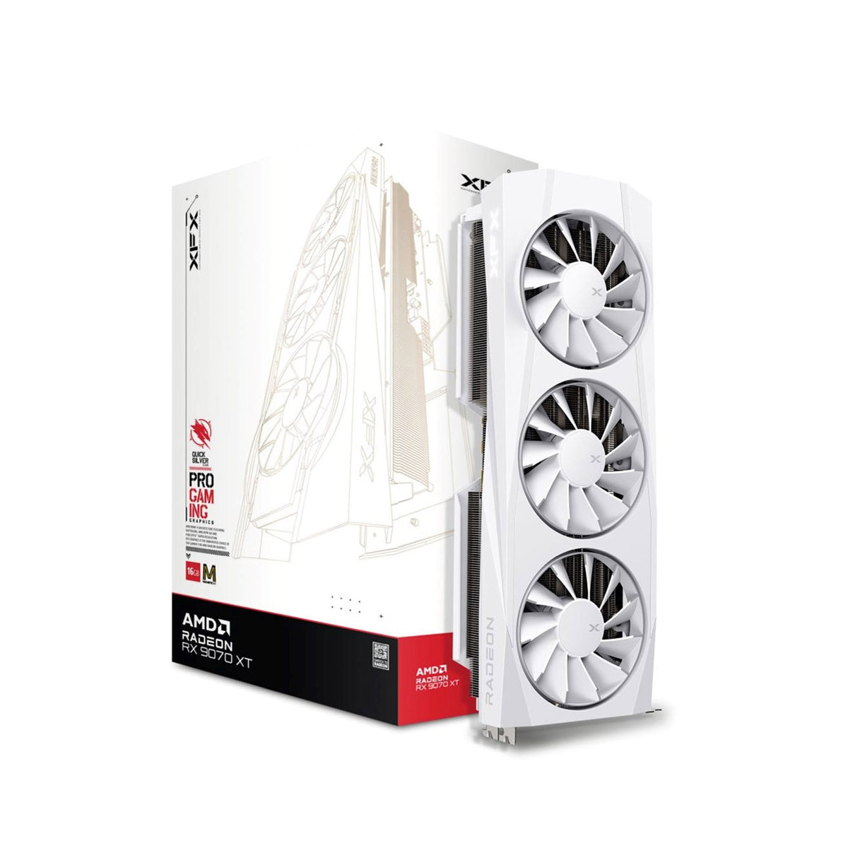 XFX Radeon RX 9070 XT QUICKSILVER WHITE Magnetic Air 16GB Graphics Card