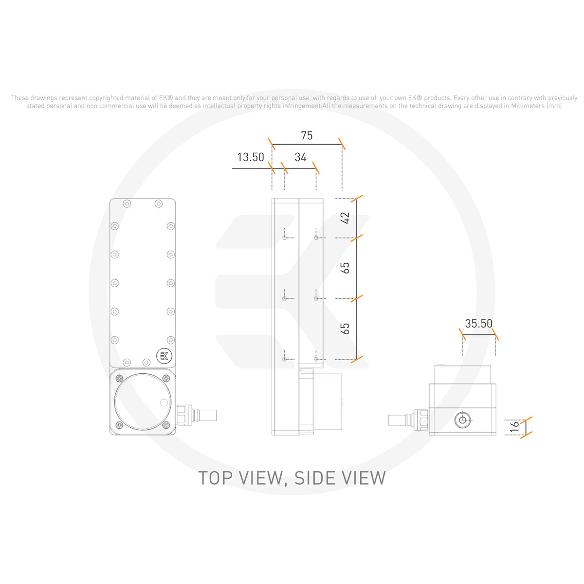 EKWB EK-Pro Pump Reservoir Manifold X6 D5 - Acetal