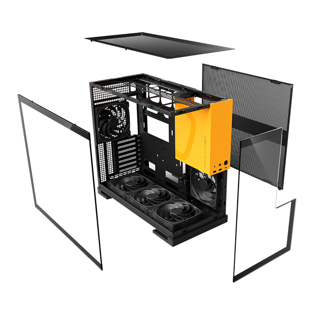 Geometric Future Model 5 ATX Mid Tower Case 5 Fans - Black/Yellow