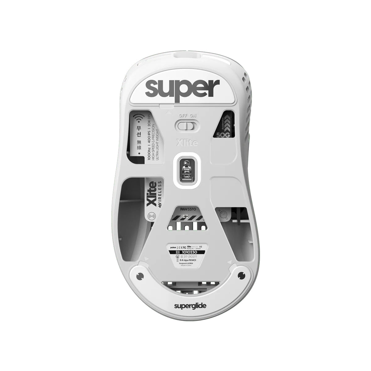 Pulsar Superglide Glass Mouse Skates for Pulsar Xlite Wireless - White