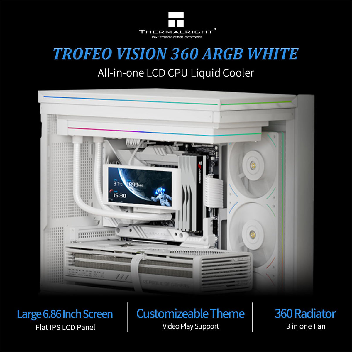 Thermalright Trofeo Vision 360 360mm LCD AIO Liquid CPU Cooler - White