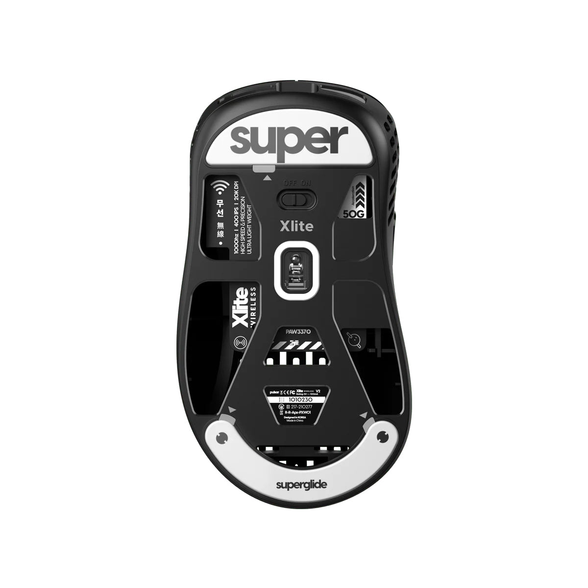 Pulsar Superglide Glass Mouse Skates for Pulsar Xlite Wireless - White