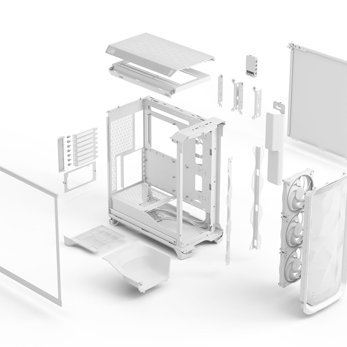 Fractal Design Meshify 3 Ambience Pro RGB Mid Tower Case - White TG Clear Tint