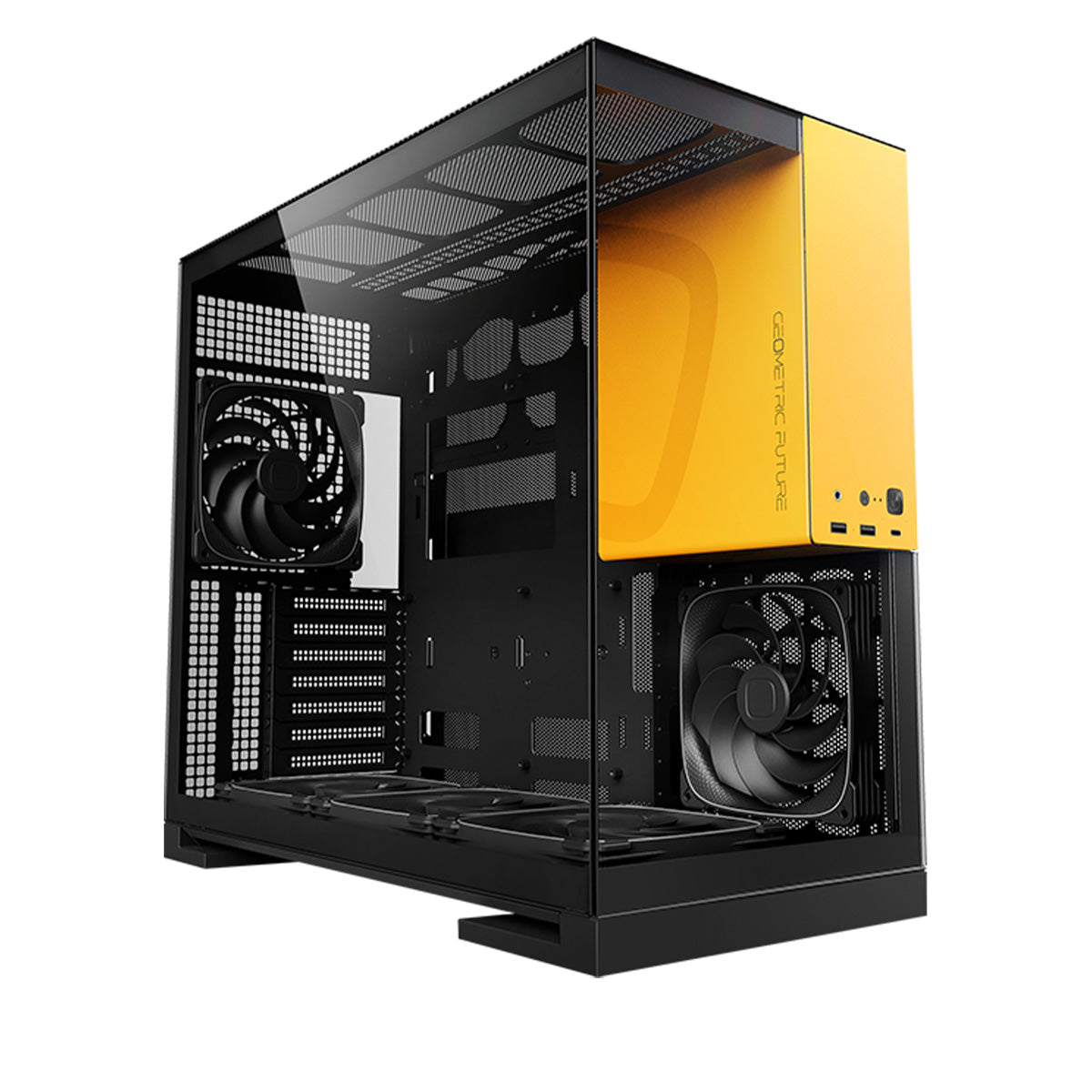 Geometric Future Model 5 ATX Mid Tower Case 5 Fans - Black/Yellow