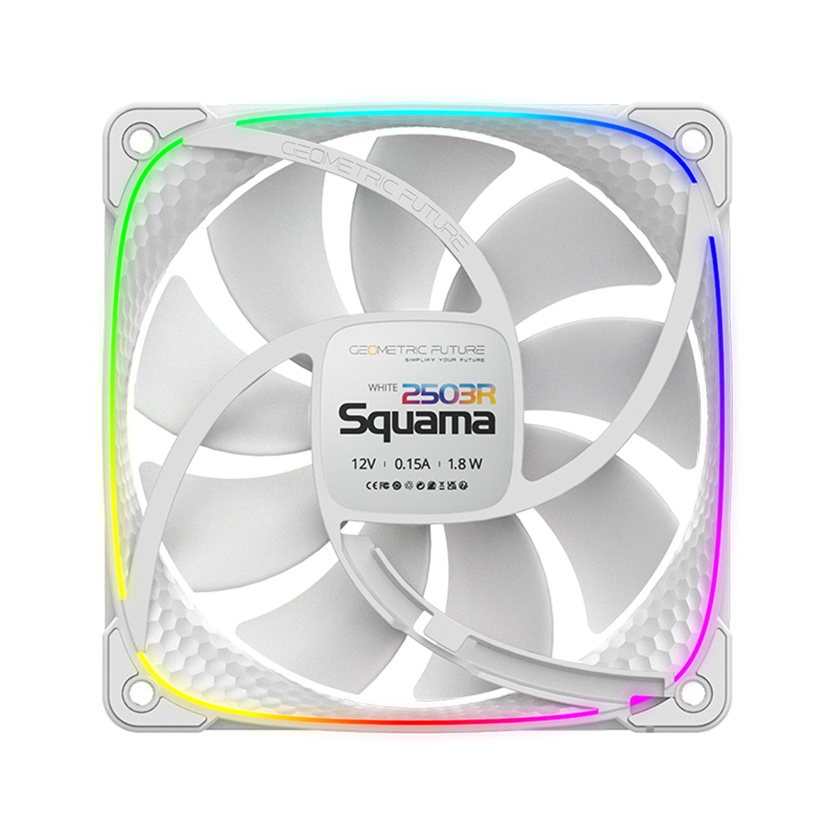 Geometric Future Squama 2503 Reverse Blade 120mm RGB PWM Case Fan - White