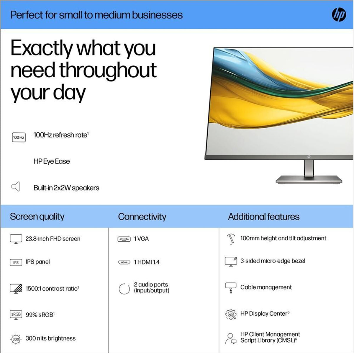 HP Series 5 Pro 524da 24'' FHD IPS 100Hz Business Monitor
