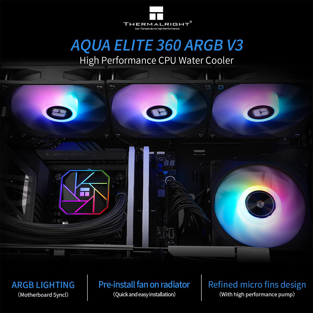 Thermalright Aqua Elite 360 Black ARGB V3 360mm AIO Liquid CPU Cooler