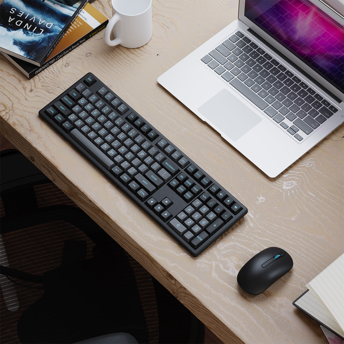 Akko Monsgeek MX108 Black & Silver Wireless Keyboard and Mouse Combo