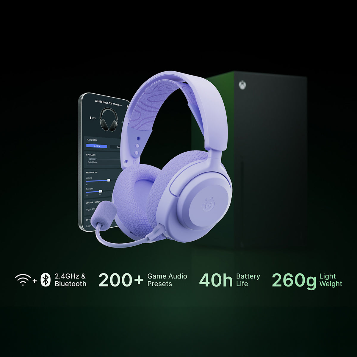 SteelSeries Arctis Nova 3XW Wireless Gaming Headset for Xbox/PC - Lavender