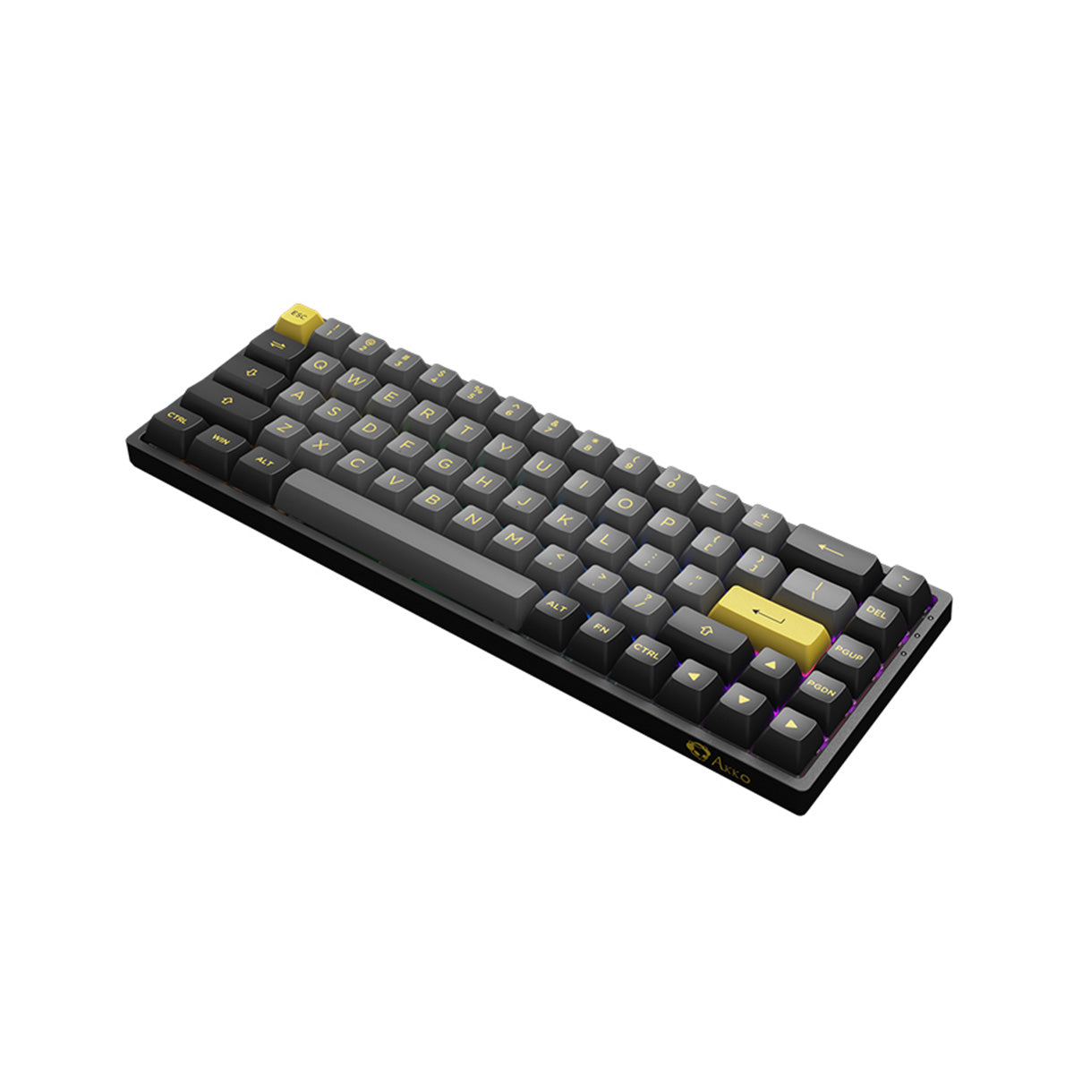 Akko 3068B Plus Black & Gold Hot-Swappable Wireless RGB Keyboard - Jelly Pink Switch