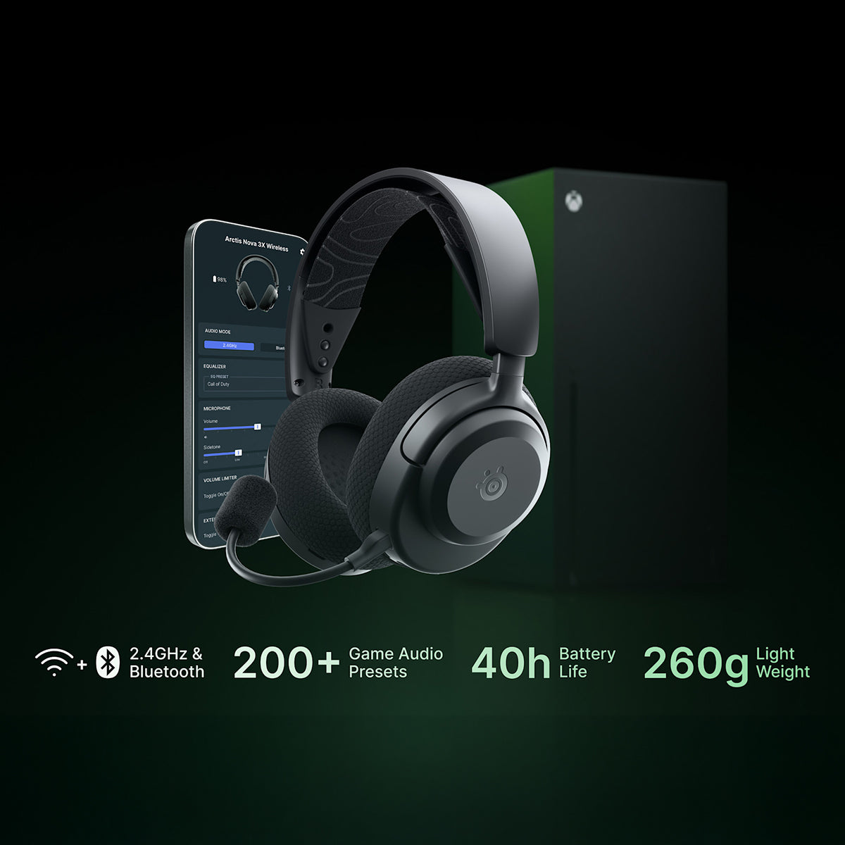 SteelSeries Arctis Nova 3XW Wireless Gaming Headset for Xbox/PC - Black