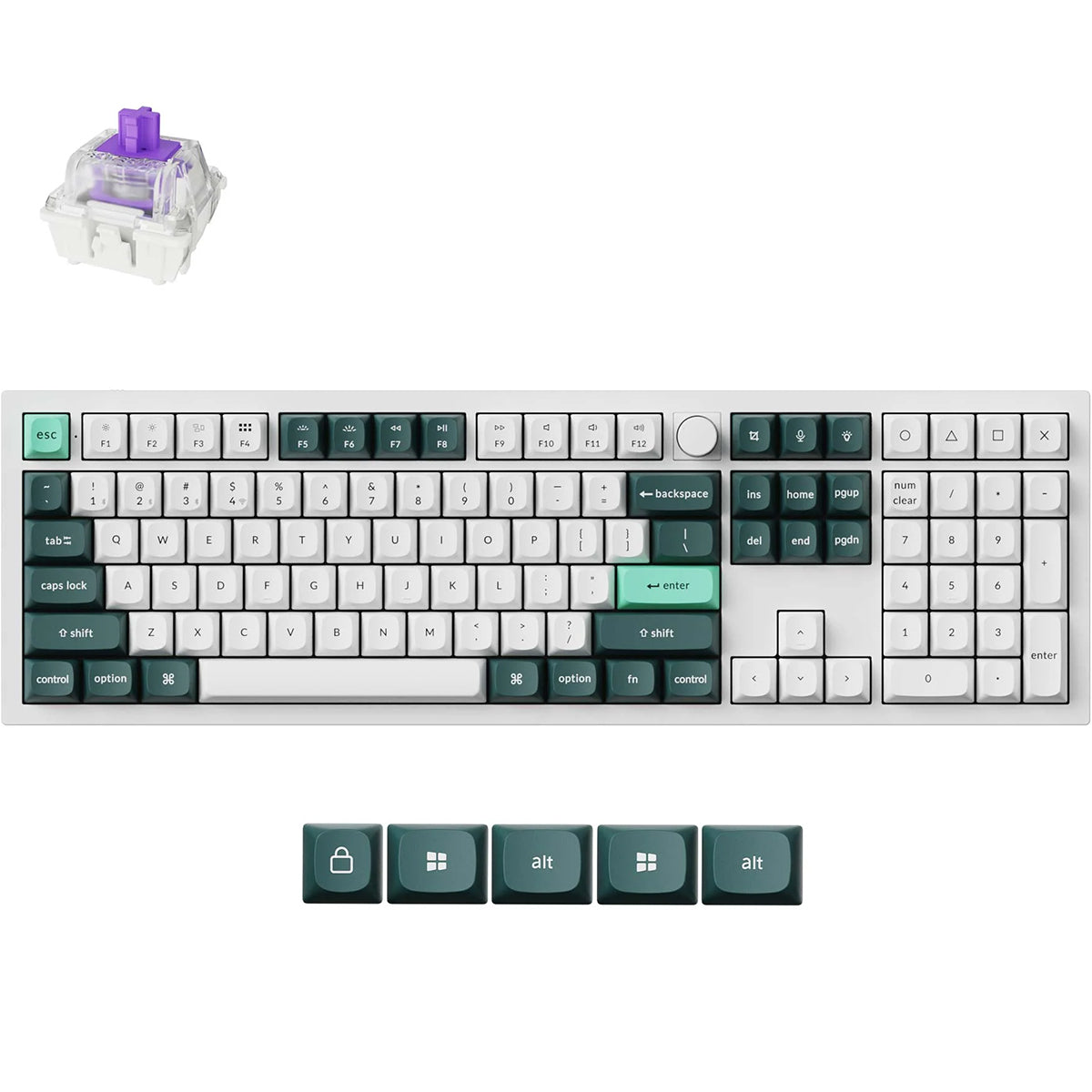 Keychron Q6 HE Full Sized RGB Shell White Wireless Mechanical Keyboard - Nebula Switch