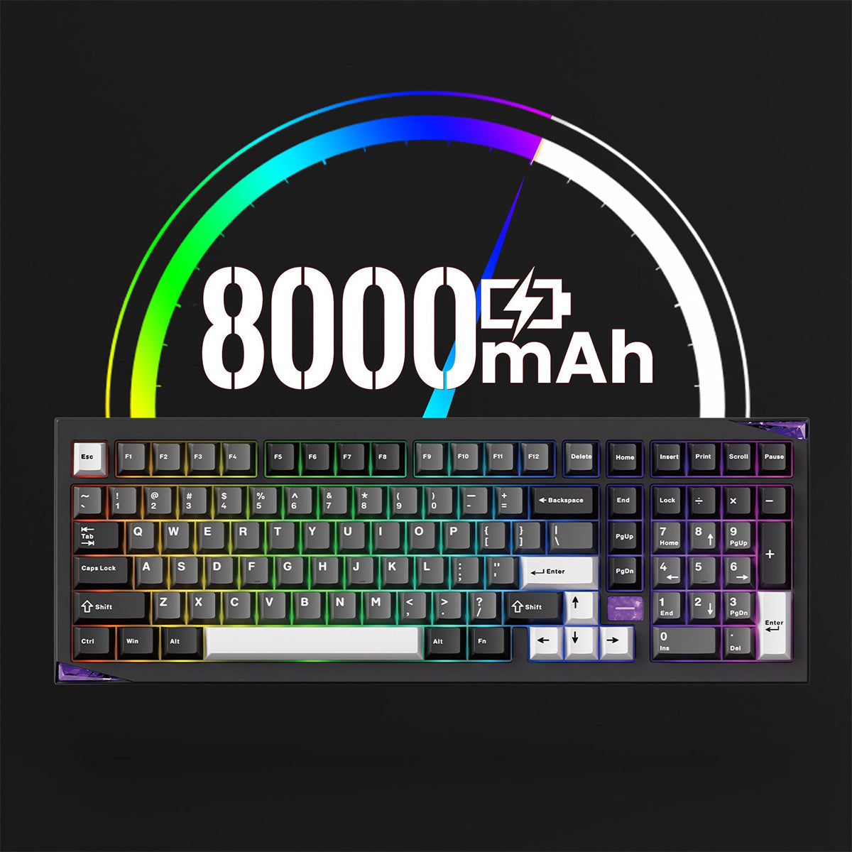 Akko Gem 02 VIA Black and Silver Compact 1800 Wireless Mechanical Keyboard - Stellar Rose Switch