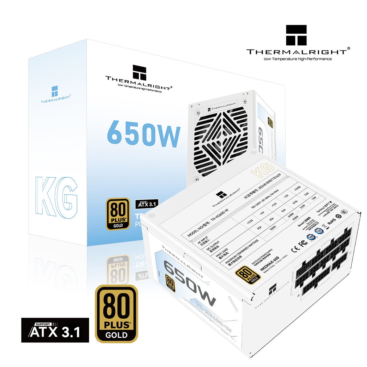 Thermalright TR-KG650 650W 80 Plus Gold Full Modular ATX 3.1 Power Supply - White