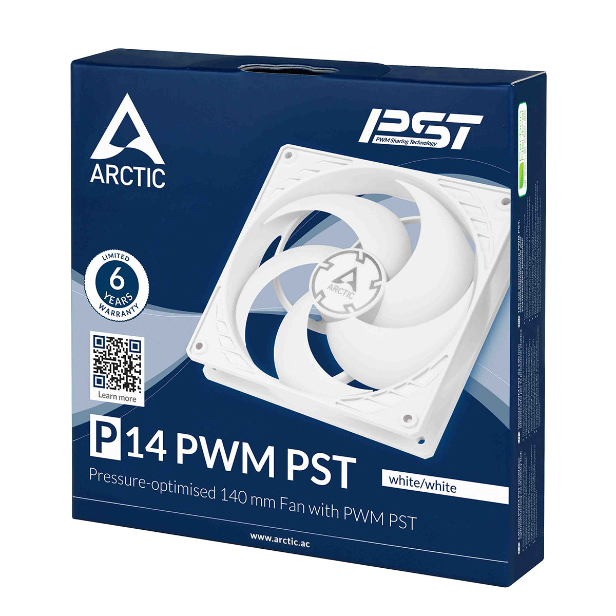 Arctic P14 PWM PST 140mm High Performance Fan - White