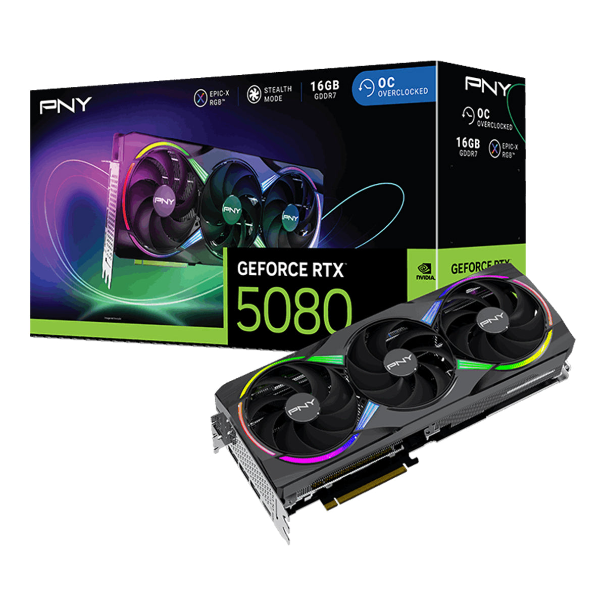 PNY GeForce RTX 5080 ARGB EPIC-X OC 16GB Graphics Card