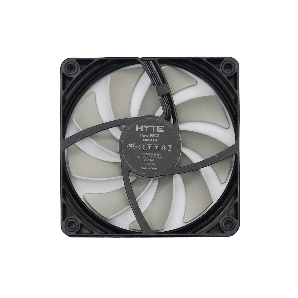 Hyte Flow FE 12 3-Pin 1300RPM Case Fan - OEM Packaging - Black -