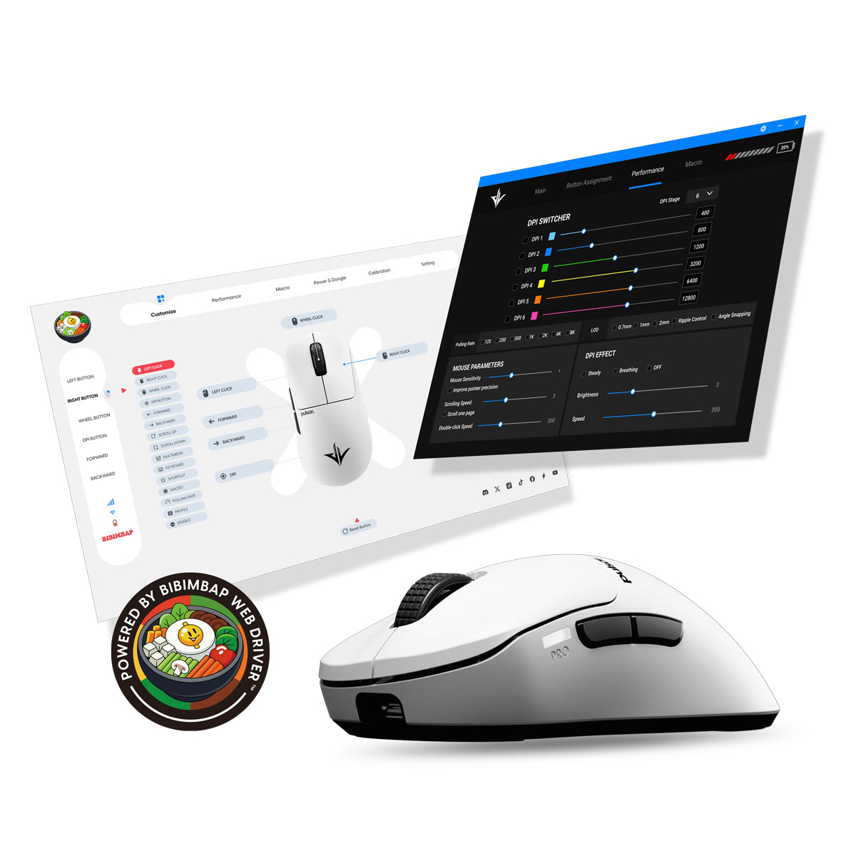 Pulsar Pro Series JV-X Size2 Wireless Gaming Mouse - White