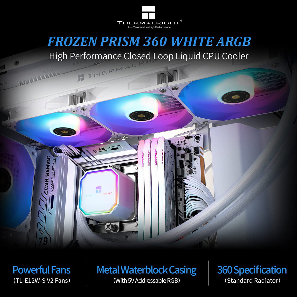 Thermalright Frozen Prism 360 White ARGB 360mm AIO Liquid CPU Cooler