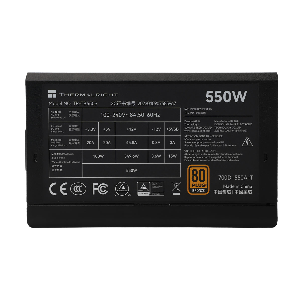 Thermalright TB550S 80Plus Bronze Power Supply